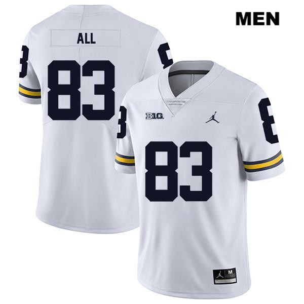 Men's NCAA Michigan Wolverines Erick All #83 White Jordan Brand Authentic Stitched Legend Football College Jersey YP25W86SB